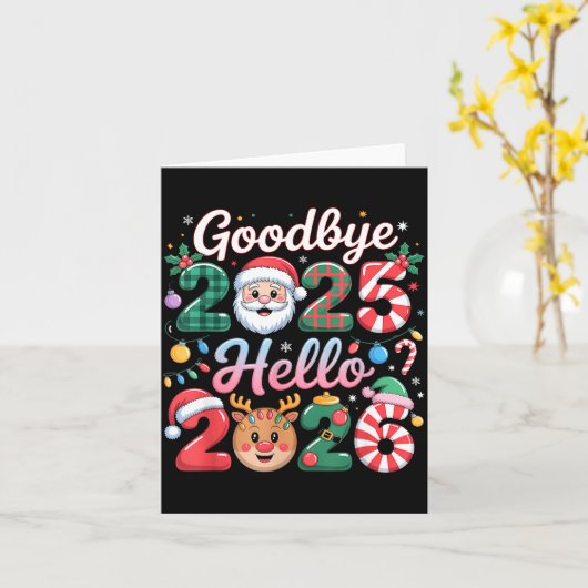 Goodbye 2025 Hello 2026 Christmas New Year Gift  カード (黄色い花)
