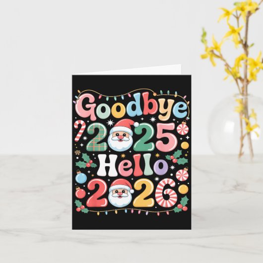 Goodbye 2025 Hello 2026 Christmas New Year Gift  カード (黄色い花)