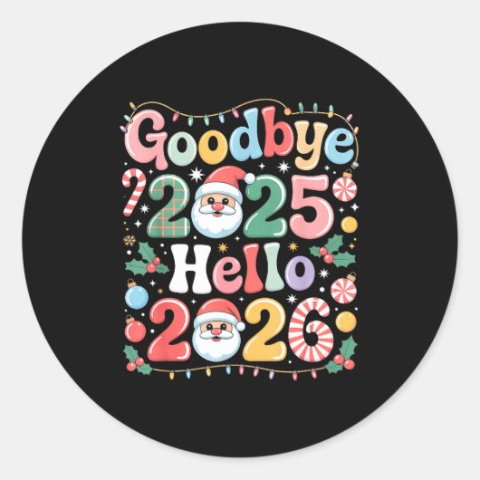 Goodbye 2025 Hello 2026 Christmas New Year Gift  ラウンドシール (正面)