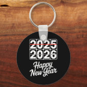 Goodbye 2025 Hello 2026 Clock Happy New Year Party キーホルダー (正面)