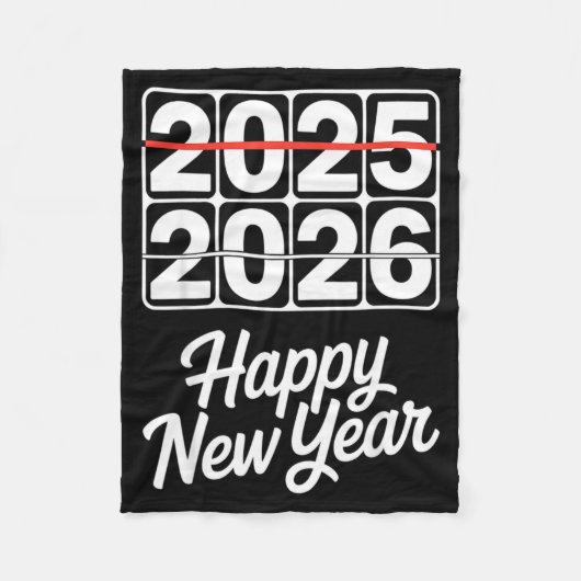 Goodbye 2025 Hello 2026 Clock Happy New Year Party フリースブランケット (正面)