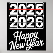 Goodbye 2025 Hello 2026 Clock Happy New Year Party ポスター (正面)
