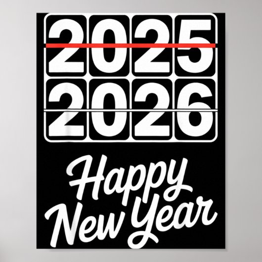 Goodbye 2025 Hello 2026 Clock Happy New Year Party ポスター (正面)