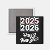 Goodbye 2025 Hello 2026 Clock Happy New Year Party マグネット (正面/裏面)