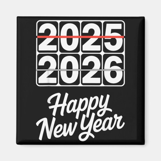 Goodbye 2025 Hello 2026 Clock Happy New Year Party マグネット (正面)