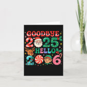 Goodbye 2025 Hello 2026 Cute Christmas New Year  カード (正面)