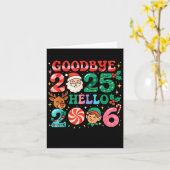 Goodbye 2025 Hello 2026 Cute Christmas New Year  カード (黄色い花)