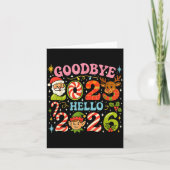 Goodbye 2025 Hello 2026 Cute Christmas New Year  カード (正面)