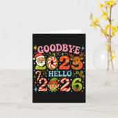 Goodbye 2025 Hello 2026 Cute Christmas New Year  カード (黄色い花)