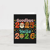 Goodbye 2025 Hello 2026 Cute Christmas New Year  カード (正面)