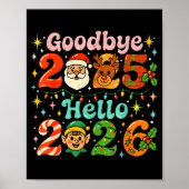Goodbye 2025 Hello 2026 Cute Christmas New Year  ポスター (正面)
