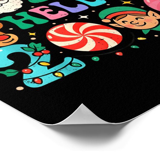 Goodbye 2025 Hello 2026 Cute Christmas New Year  ポスター (角)