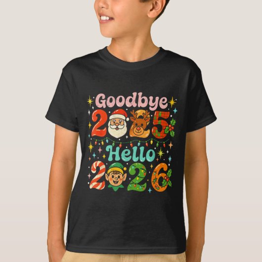 Goodbye 2025 Hello 2026 Cute Christmas New Year  Tシャツ (正面)