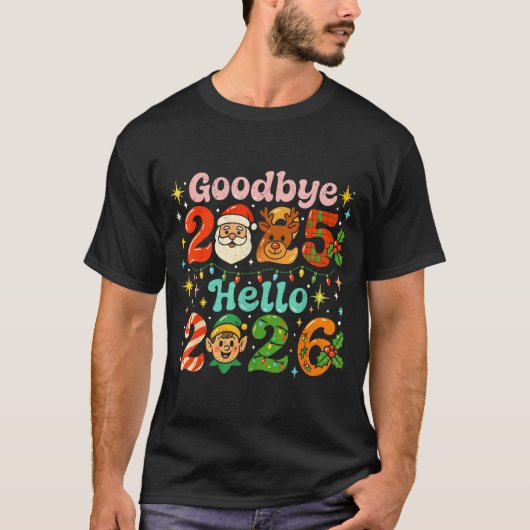 Goodbye 2025 Hello 2026 Cute Christmas New Year  Tシャツ (正面)