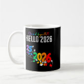 Goodbye 2025 Hello 2026 Funny Cartoon New Year Boy コーヒーマグカップ (左)