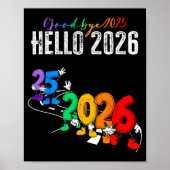 Goodbye 2025 Hello 2026 Funny Cartoon New Year Boy ポスター (正面)