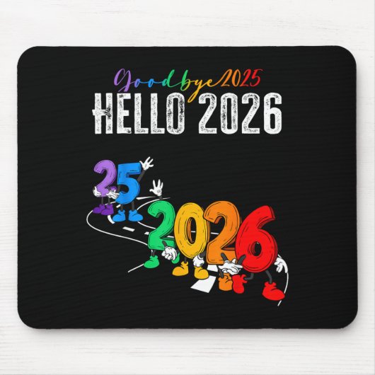 Goodbye 2025 Hello 2026 Funny Cartoon New Year Boy マウスパッド (正面)