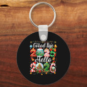 Goodbye 2025 Hello 2026 Happy New Year Christmas P キーホルダー (正面)