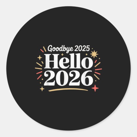 Goodbye 2025 Hello 2026 Happy New Year Confetti ラウンドシール (正面)