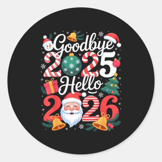Goodbye 2025 Hello 2026 Happy New Year Family Matc ラウンドシール (正面)