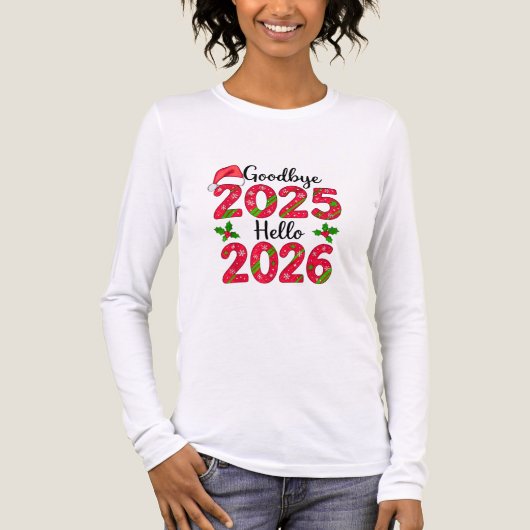 Goodbye 2025 Hello 2026 Happy New Year T-Shirt トライブレンドＴシャツ (正面)