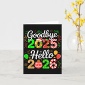 Goodbye 2025 Hello 2026 Happy New Year's Eve Chris カード (黄色い花)