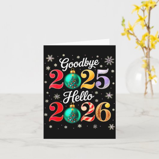 Goodbye 2025 Hello 2026 Happy New Year's Eve Chris カード (黄色い花)