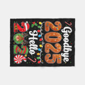 Goodbye 2025 Hello 2026 Happy New Year's Eve Chris フリースブランケット (正面(横))