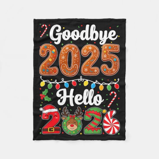 Goodbye 2025 Hello 2026 Happy New Year's Eve Chris フリースブランケット (正面)