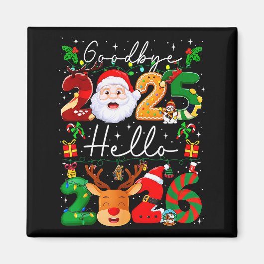 Goodbye 2025 Hello 2026 Happy New Year's Eve Chris マグネット (正面)