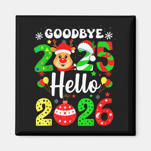 Goodbye 2025 Hello 2026 Happy New Year's Eve Chris マグネット (正面)