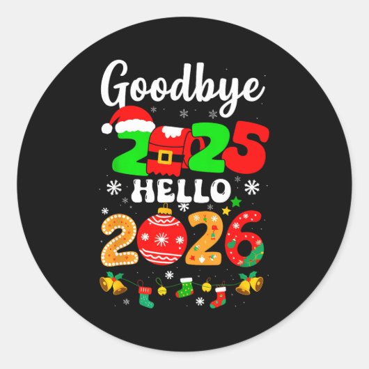Goodbye 2025 Hello 2026 Happy New Year's Eve Chris ラウンドシール (正面)