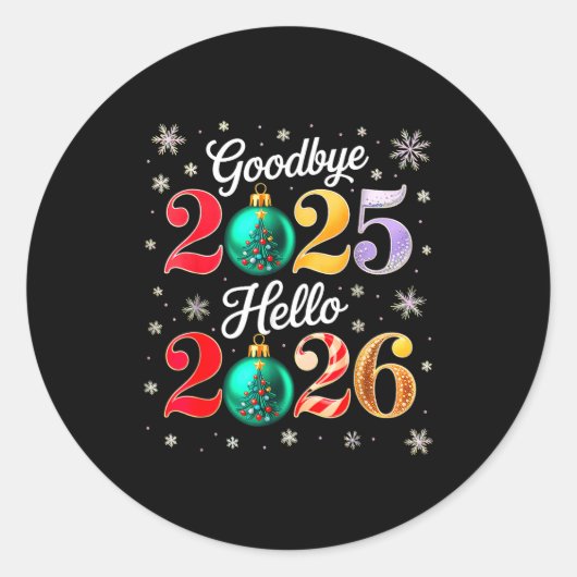 Goodbye 2025 Hello 2026 Happy New Year's Eve Chris ラウンドシール (正面)