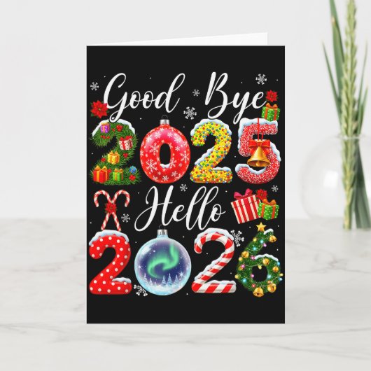 Goodbye 2025 Hello 2026 Merry Christmas Happy New  カード (正面)