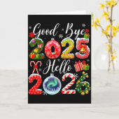 Goodbye 2025 Hello 2026 Merry Christmas Happy New  カード (黄色い花)