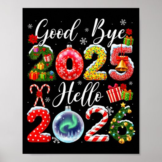 Goodbye 2025 Hello 2026 Merry Christmas Happy New  ポスター (正面)