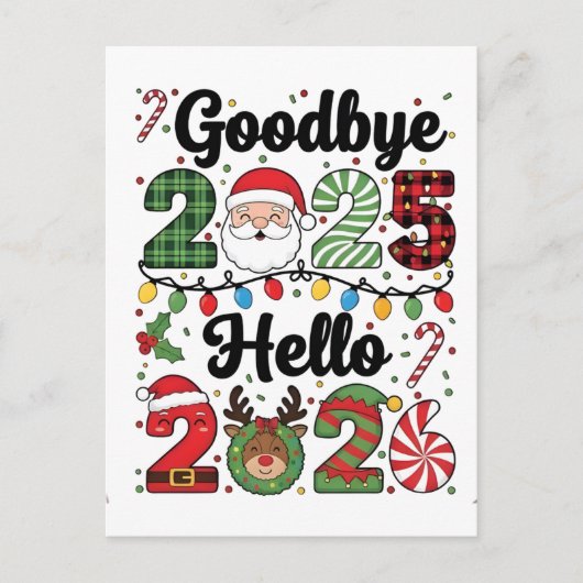 Goodbye 2025 Hello 2026 New Year Resolution   ポストカード (正面)