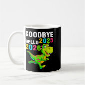 Goodbye 2025 Hello 2026 T Rex Happy New Year 2026 コーヒーマグカップ (左)