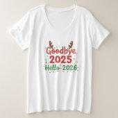  🎄 Goodbye 2025 Hello 2026 T-Shirt  プラスサイズTシャツ (デザイン正面)