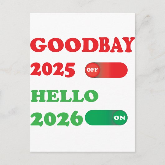 Goodbye 2025 Hello 2026 Toggle Card Design シーズンポストカード (正面)