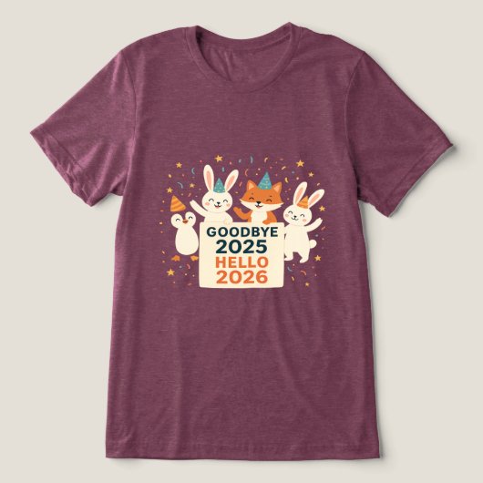 Goodbye 2025 Hello 2026 Unisex Holiday T-Shirt トライブレンドＴシャツ (デザイン正面)