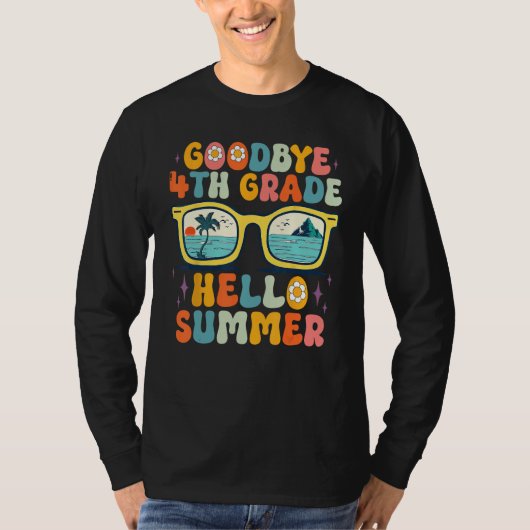 Goodbye 4th Grade Hello Summer Groovy Teacher Girl Tシャツ (正面)