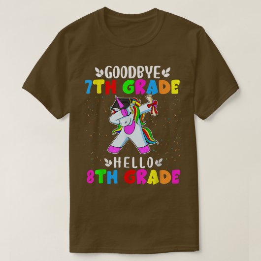 Goodbye 7th Grade Hello 8th Grade Unicorn 2022 Gra Tシャツ (デザイン正面)