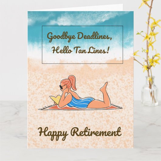 Goodbye Deadlines Funny Retirement Card  カード (黄色い花)