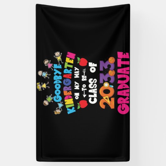 Goodbye Kindergarten Class of 2033 Hello 1st grade 横断幕 (縦)