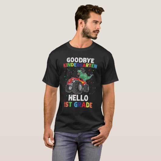 Goodbye Kindergarten Hello 1st Grade Dinosaur Grad Tシャツ (正面フル)