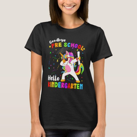 Goodbye Preschool Hello Kindergarten Unicorn Back  Tシャツ (正面)