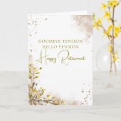 Goodbye Tension Hello Pension Elegant Retirement カード (黄色い花)