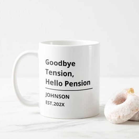Goodbye Tension, Hello Pension Funny Retirement コーヒーマグカップ (ドーナツ)