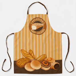 Goodies Pastry焼いた Patesry Bread Bakerのロゴ·ストライプ エプロン